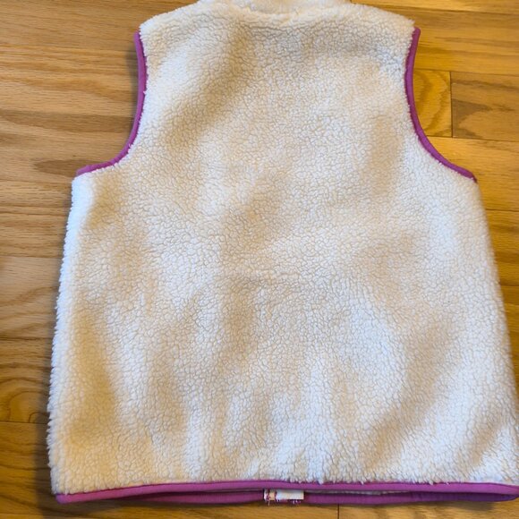 Oshkosh B'gosh, EUC Sherpa Cream Vest Purple Trim & Zip Front, Girls Size 7 - Picture 6 of 6